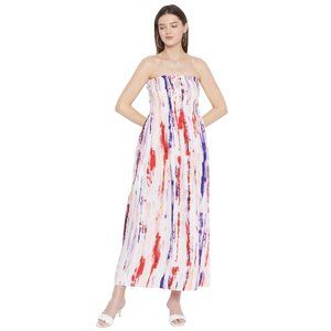 Tie Dye Print Multicolor Polyester Tube Dress for Women